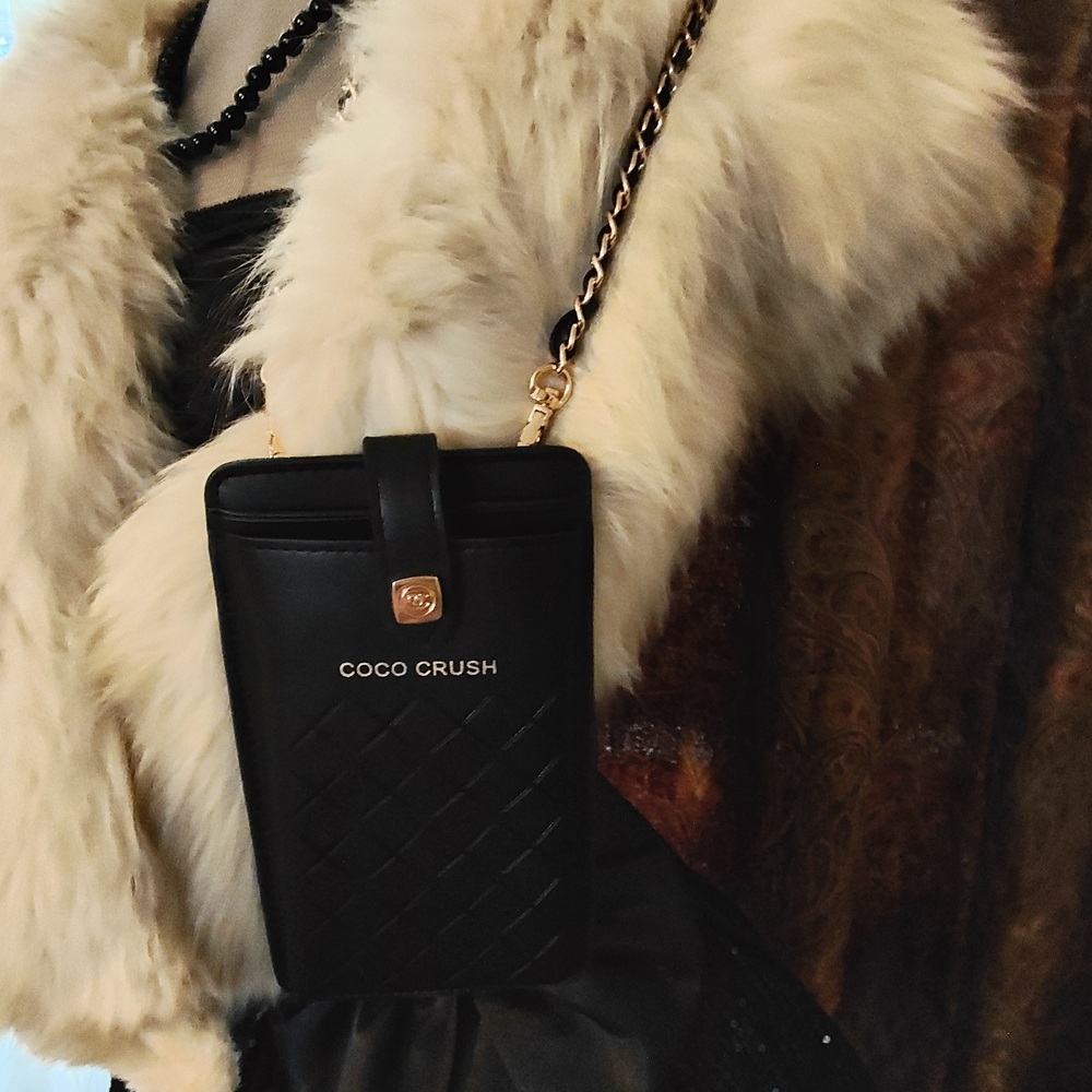 Coco Crush CC Black Crossbody Bag with Gold Accents - Picture 2 of 8